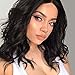Produktbild Perücke Schwarz Damen Lang Bob Locken Perücken für Afro/Frauen/Mädchen Natürliche Mittelteil Kleines Stück Spitze Perücke Party/Kostüm Lace Front Wig R004