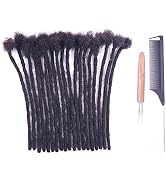 ADIASAI 0.4cm Width 100% Human Hair Loc Extensions 8 Inch 30 Strands Full Handmade Dreadlock Exte...