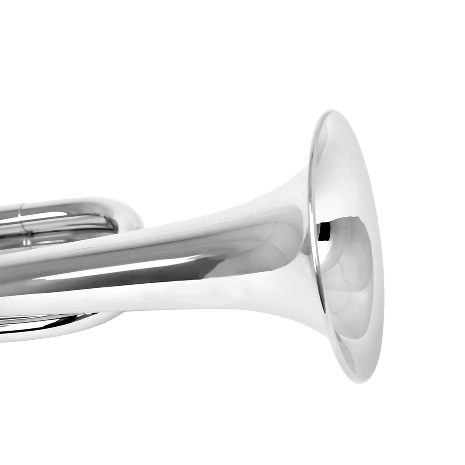 C Key Corneta con boquilla, juego de instrumentos de latón plateado con guantes y paño de limpieza para ceremonias escolares, práctica de banda y uso de apertura