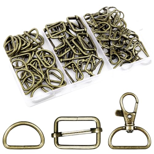 D Rings for Bags 70Pcs 25mm Metal Swivel Keychain Hooks and Slide Buckles for Bag Making Hardware DIY Handicraft Backpacks
