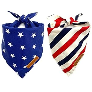 Realeaf 4th of July Dog Bandanas 2 Pack, Reversible American Flag Pet Scarf for Boy and Girl, Premium Durable Fabric, Patriotic Bandana for Large and Extra Large Dogs (X-Large)