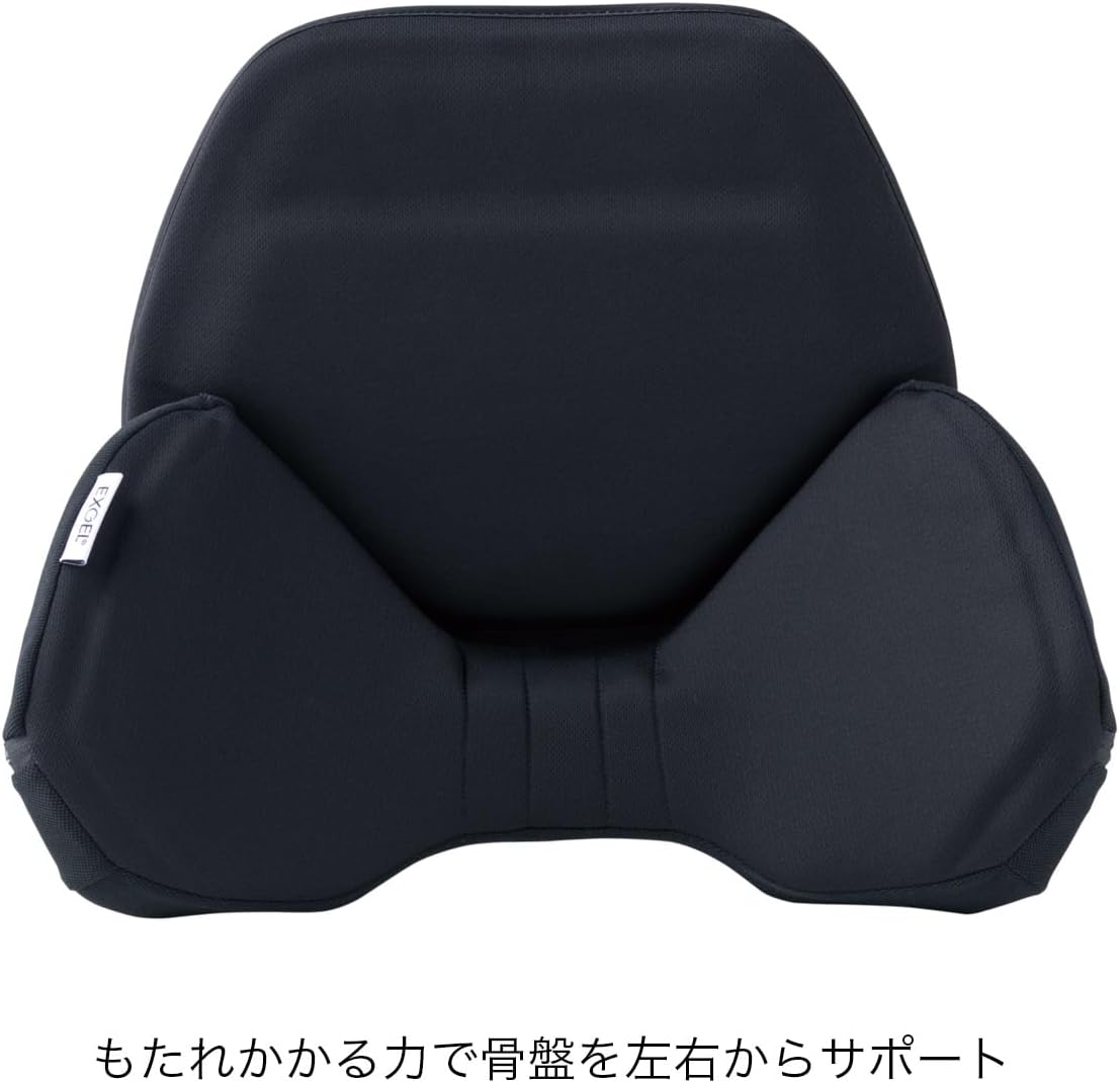 EXGEL(エクスジェル) 自動車用クッション ハグドライブ バック クッション ブラック 座布団 ざぶとん ジェルクッション 車用クッション 日本製 ランバーサポート 腰当て HUD01-BK