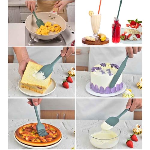 Silicone Spatula Set of 5-600°F Heat Resistant Kitchen Scraper Spatulas, Strong Steel Core and One-Pieces Seamless Design, Great for Cooking Mixing & Baking - BPA Free & Dishwasher Safe (green) - image 7