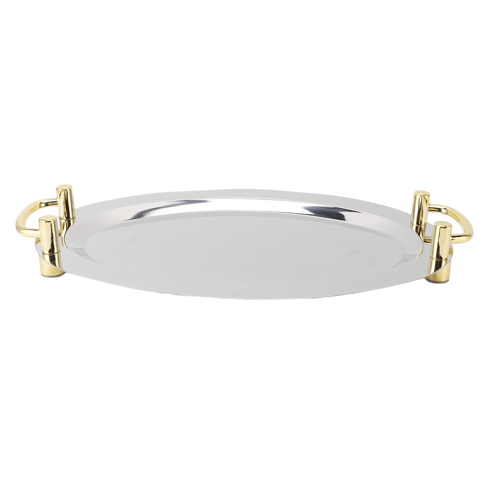 Pissente Plato de Acero Inoxidable Bandeja para Servir de Acero Inoxidable 304 con Asa Acabado de Espejo Plato de Cena Portátil Fácil de Transportar y Limpiar para Restaurante Hotel Buffet Banquete