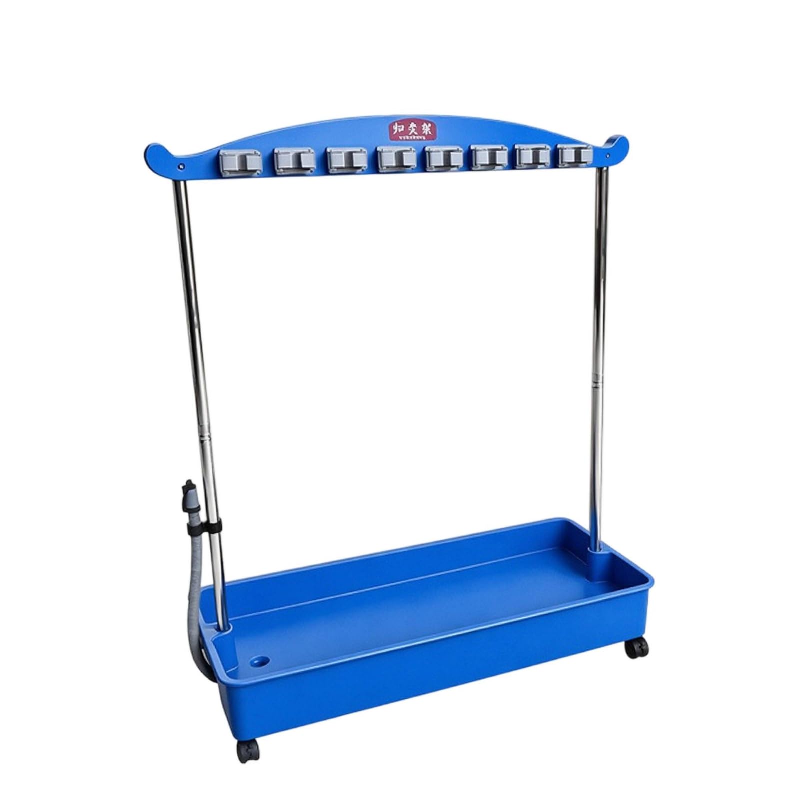 rockible Organizador de Fregonas Estación con Cubeta Soporte Móvil con Ruedas Acero Inoxidable con de Drenaje para Hoteles Armarios de Servicio Áreas de Trabajo, Azul, 100cm