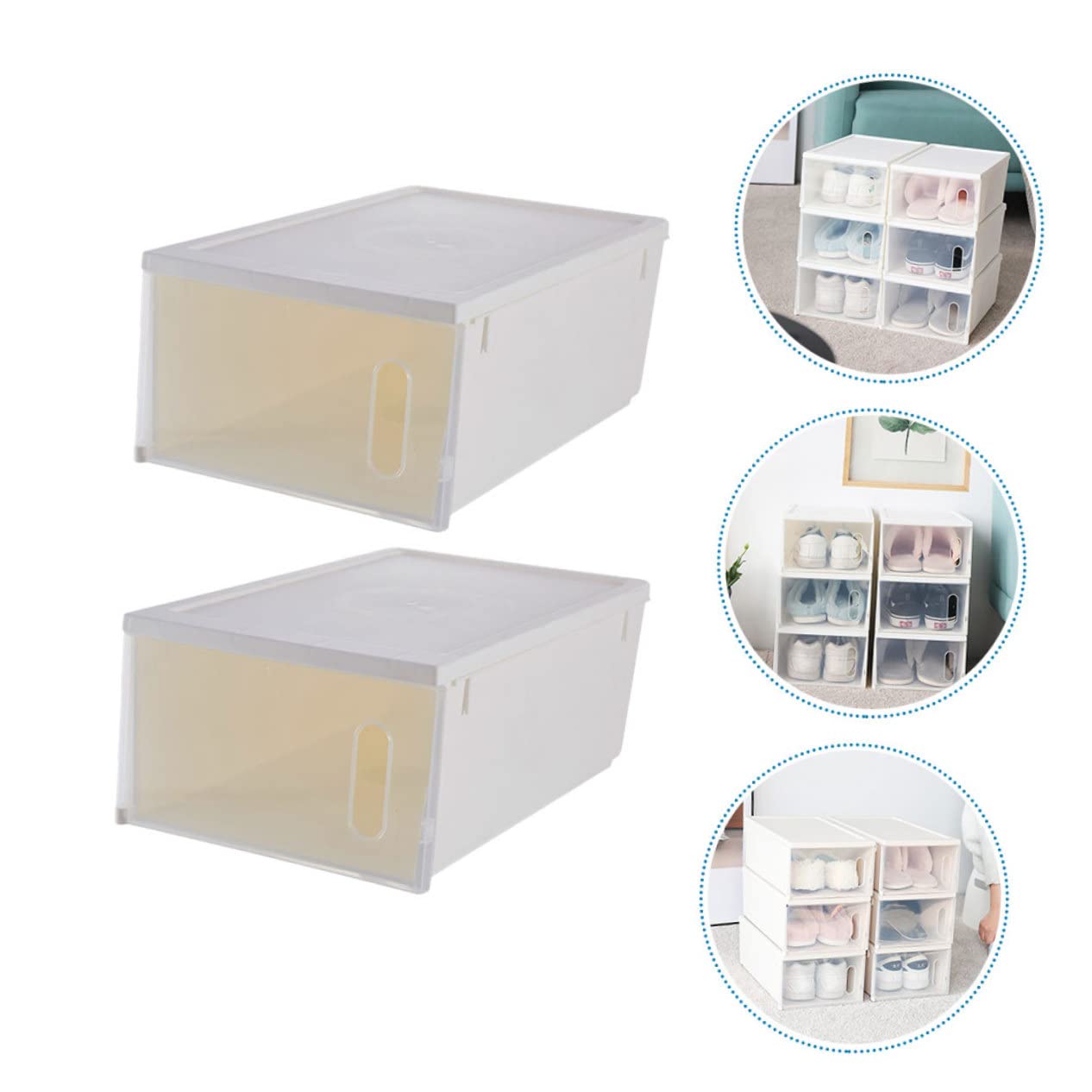 Cabilock 2Pcs Transparent Shoes Organizer Storage Case Plastic Shoes Box for Home Space Saving Design with Easy Installation Neat and Visible
