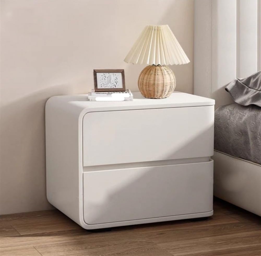 TPTBON Minimalist Bedside Table Bedside Furniture, Nightstand with Microfibre Leather Wrap, Luxury Night Stand with 2 Drawer 17.7x15.7x18.9inch (Color