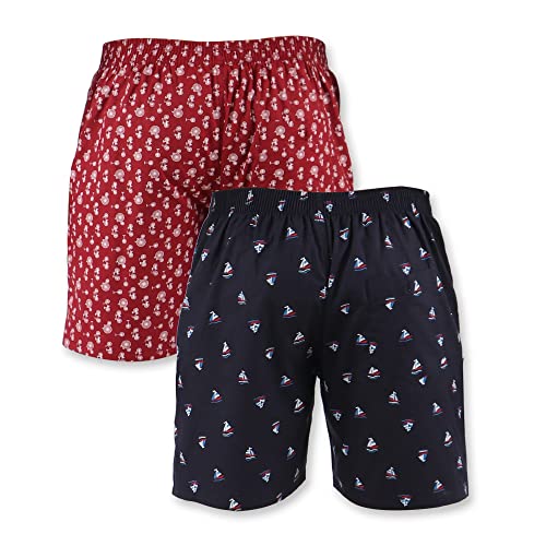 Image of ALPHABETS Men's Cotton Boxer Briefs (Pack of 2) Maroon, Dark Blue