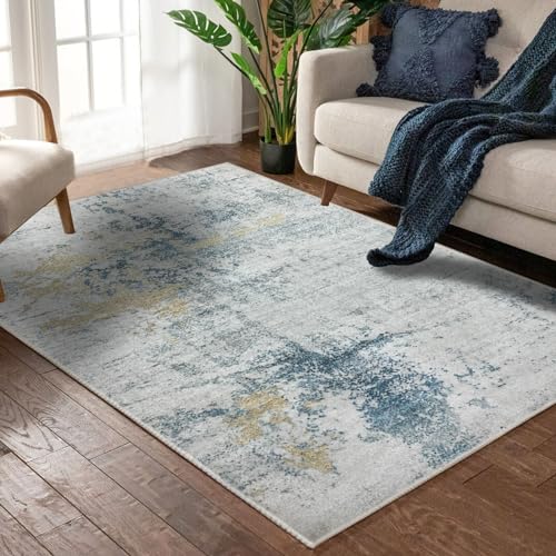 Safunion Alfombra Moderna Abstracta Para Sala De Estar Dormitorio Comedor Alfombra Suave Antideslizante 160 X 200 Cm, Abstracto Gris Azul Dorado Multi Safunion Alfombra Moderna Abstracta Para Sala De Estar Dormitorio Comedor Alfombra Suave Antideslizante 160 X 200 Cm, Abstracto Gris Azul Dorado Multi