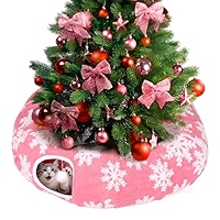 Tunnel Pour Chat Arbre De Noël, Tunnel Rond Pour Chat Sous Arbre De Noël, Multifonction, Doux, Pliable, Pour L'intérieur (flocons De Neige Gris, Taille Unique