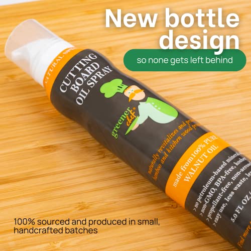 Image of Greener Chef Food Grade Cutting Board Oil Spray and Butcher Block Oil Conditioner - All Natural Walnut Oil for Wood and Bamboo Chopping Boards - No Mess and Low Waste Spray - Made in USA