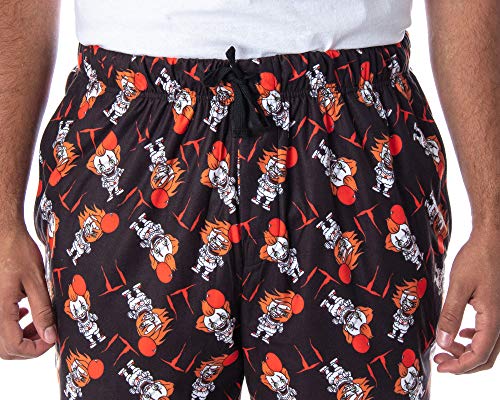 IT The Movie Men's Pennywise The Clown Character All-Over Print Horror Movie Sleep Pajama Pants Loungewear3