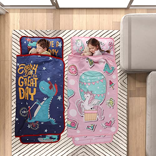 Tanoshii® Toddler Nap Mat With Pillow And Blanket, Portable Kids Sleeping Mats For Daycare, Preschool, 21" X 53", Lightweight And Soft Sleeping Bags For Kids (Unicorn, 21" X 53") #TOP4
