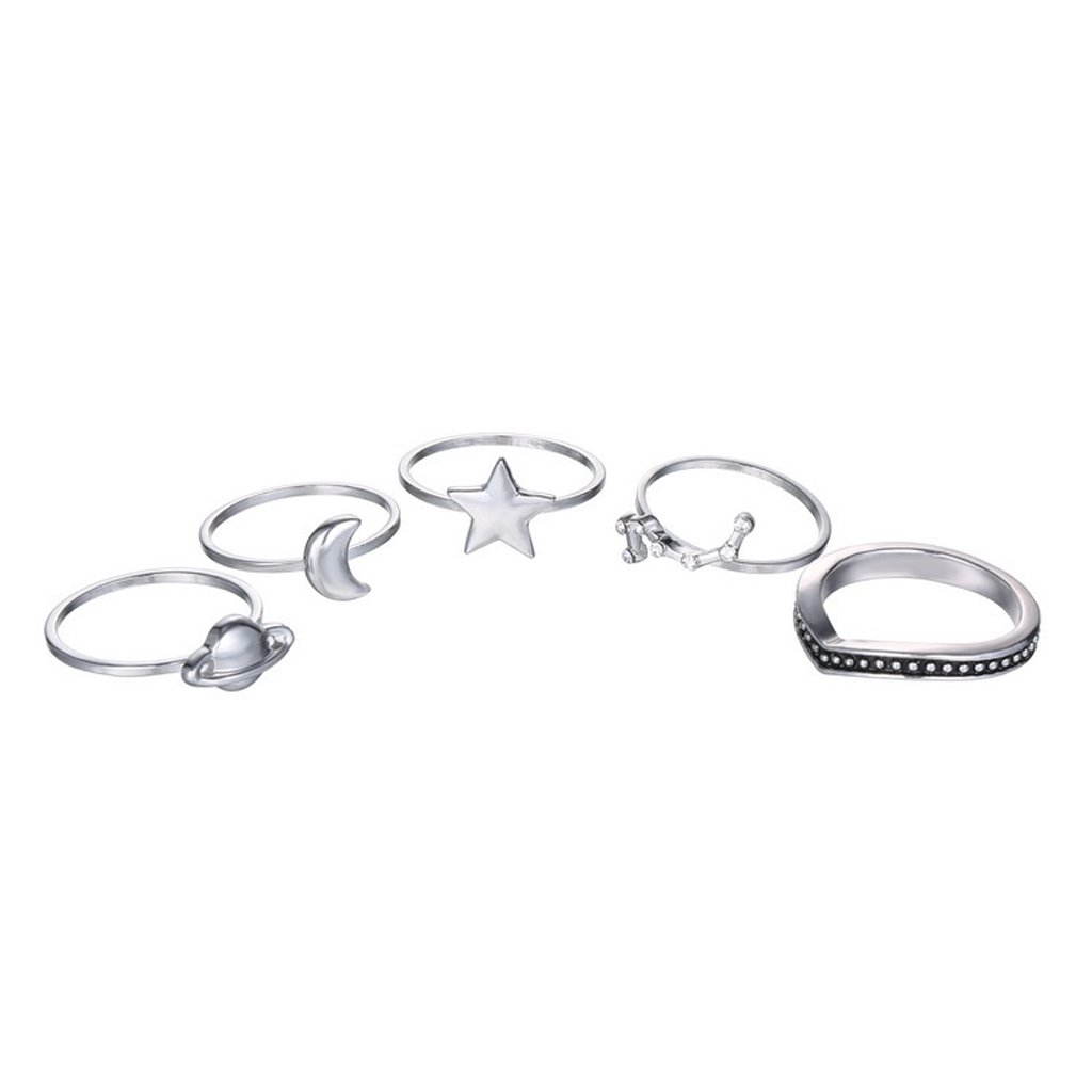 Importe 5pcs Set Fashion Ancient silver Midi Knuckle Top of Finger Rings Stylist