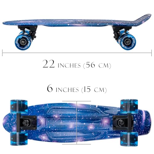 Image of KMX Skateboard 22 and 27 Inch, Classic Mini Cruiser Skateboard for Boys, Girls, Kids, Students, Adults, Teens, Mini Cruiser Board for Beginners and Advanced