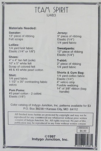 Indygo Junction Inc. Ij4783 Team Spirit ~ Doll Clothes Sewing Pattern (Fits 17-19" Dolls) #TOP1