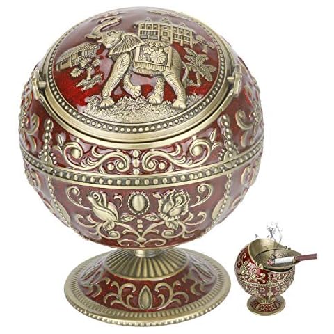 LAUYOO Vintage Portable Ashtray with Lid Cover