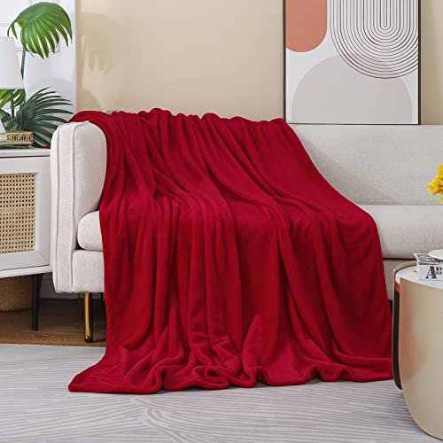 Image of JIAHANNHA Red Throw Blanket Fleece Blanket 60 inchx80 inch,Super Soft Cozy Plush Throw Blanket for Couch Sofa Bed,Warm and Lightweight Bed Blankets for Adults