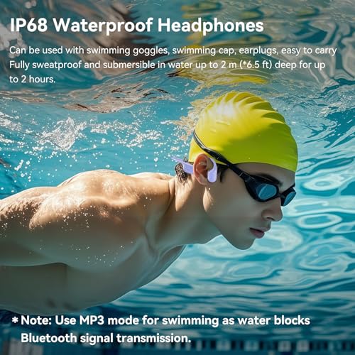 Image of Full-Coverage Liquid Silicone Swimming Headphones, IP68 Waterproof Underwater Headphones, Bluetooth 6.0&MP3 with 32GB Memory Card, Soft /Skin-Comfortable Open Ear Bone Conduction Swim Earbuds(Purple)
