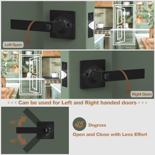 Voraus A0022403 Entry Exterior Door Handle With Turn Lock - Black Door Knobs With Secure Key, Heavy Duty Reversible Exterior Door Lever For Front Entrance thumb #1