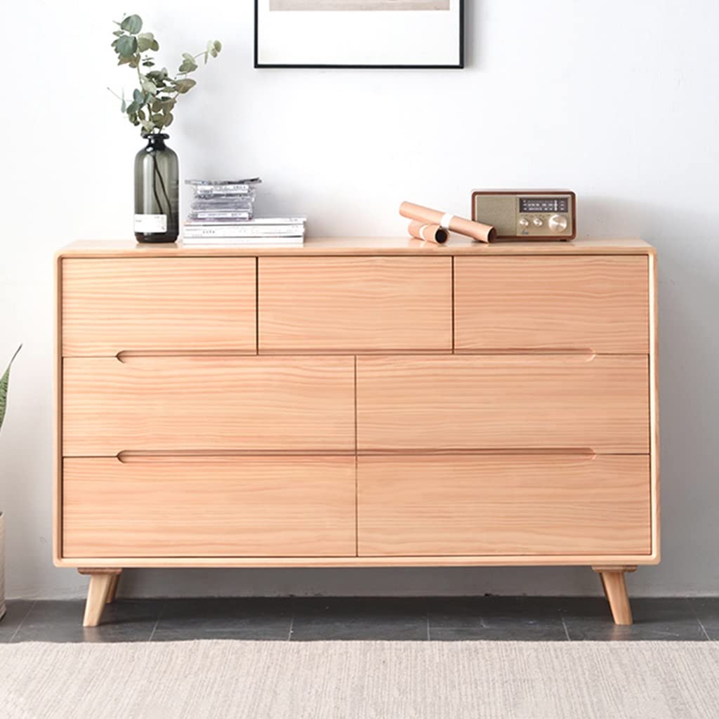 Credenza Moderna in Stile Rustico con 5/7 Cassetti, Armadio Alto in Legno con Maniglia, Ante per Mobiletto Portavivande da Ingresso, Consolle da Sala da Pranzo, Stile 1, 135X40X84 Cm