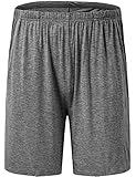 JINSHI Mens Pajama Shorts Comfortable Sleepwear Lounge Shorts Ultra-Soft Sleep Shorts with Pockets, Deep Gray, Size M