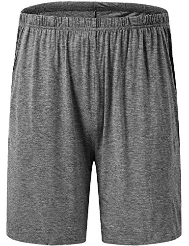 Jinshi Mens Pajama Shorts Comfortable Sleepwear Lounge Shorts Ultra-Soft Sleep Shorts With Pockets, Deep Gray, Size L #TOP14