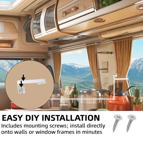 Image of TonGass 4-Pack RV Curtain Holders with Screws (White) - Camper & Motorhome Curtain Clips for Window Drapes, Heavy-Duty Plastic Retainers for RV, Boat, and Trailer Curtains