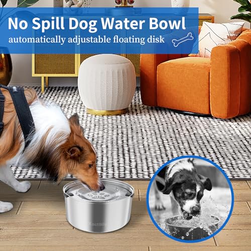 3L/101oz Large Capacity Dog Water Bowl Stainless Steel No Spill Dog Bowls Slow Drinking Dog Water Feeder Dispenser - Image 3