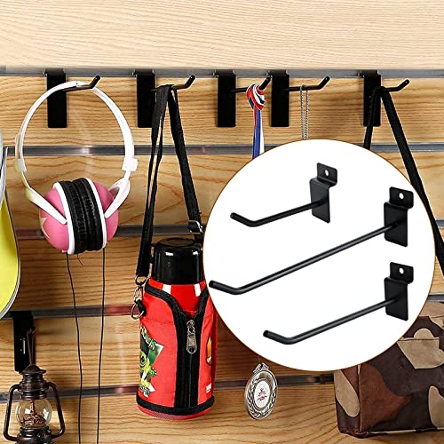 48Pcs Black Slatwall Hooks (16 Each 4/6/8 Inch), Slat Wall Panel Hook 1/4" Heavy Duty Commercial Metal Hooks, Gridwall Hooks & Hangers Slatwall Accessories For Display Comercial Retail Exhibition #TOP5