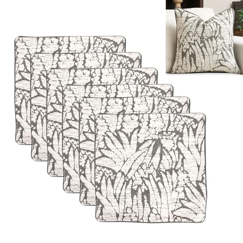 Lot de 6 housses de coussin douces gris clair 50,8x50,8cm style ferme pour lit