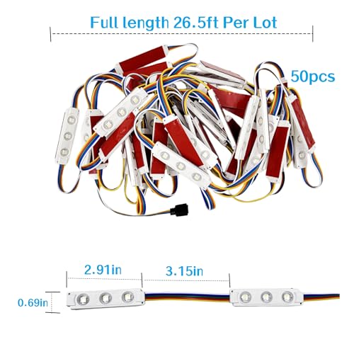 Image of Q QINGCHEN RGBW LED Module Strip Light UL Listed RGB+White 50pcs 25ft with Remote Control for Letter Sign Advertising Lightbox (Power Supply and Controller Included)