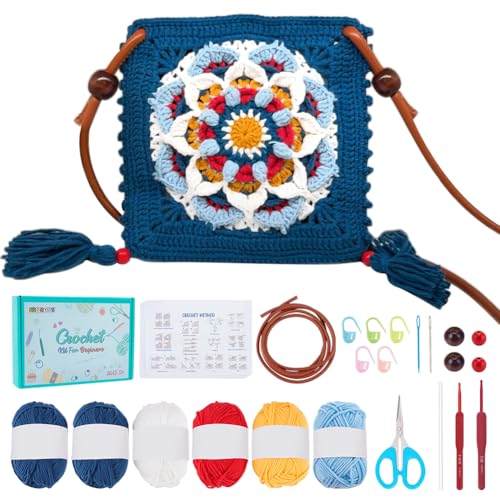 FREEBLOSS Kit de Crochet pour Débutants sac au Crochet a Motif Ma...