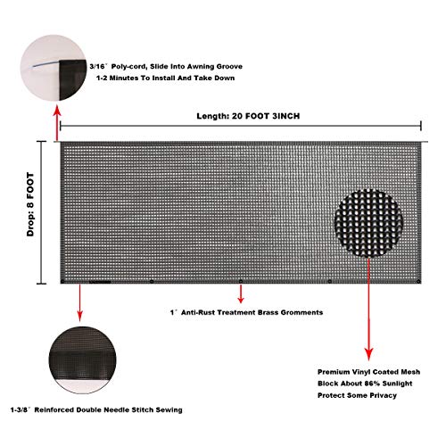 Image of RV Awning Mesh Sun Shade Screen for Motorhome Camper Trailer Sunshade