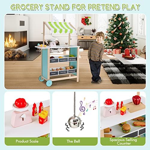 Infans TP10057 Wooden Grocery Store Marketplace Toy, Supermarket Pretend Play, Extra Storage 6 Ice Creams Scales Bells Chalkboards, Fun Indoor Farmer'S Market Stand Set Gift thumb #2