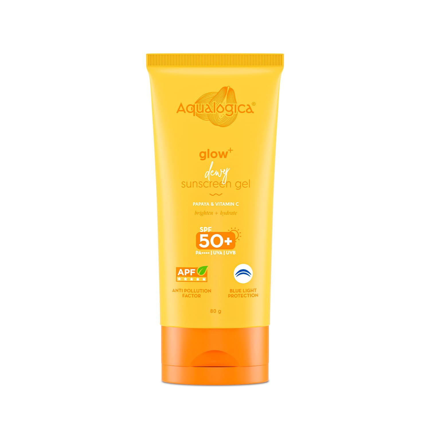 AqualogicaGlow+ Dewy Lightweight & Hydrating Sunscreen with SPF 50+ & PA++++ for UVA/B & Blue Light Protection & No White Cast for Men & Women -Oily, Combination & Glowing Skin -80g