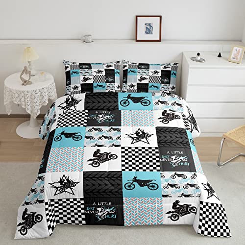 Feelyou Dirt Bike Comforter Extreme Sports Bedding Set for Kids Boys Girls Racing Motocross Rider Comforter Set Motorcycle Inner Fill Duvet Set 1 Comforter Set with 1 Pillowcase Twin Size