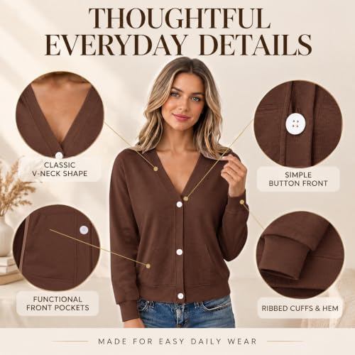 Etroizye Sweaters for Women Cardigan Oversized Lightweight Cozy Fall Tops Brown L - image 4