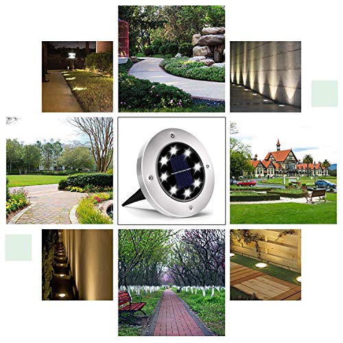 INCX Solar Ground Lights, 12 Packs 8 LED Solar Garden Lamp Waterproof In-Ground Outdoor Landscape Lighting for Patio Pathway Lawn Yard Deck Driveway Walkway White