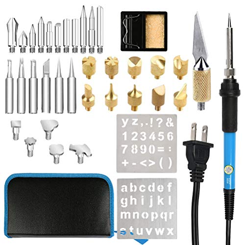 ATPWONZ 37Pcs Wood Burning Kit, Pyrography Wood Burning Pen with Adjustable Temperature, Wood