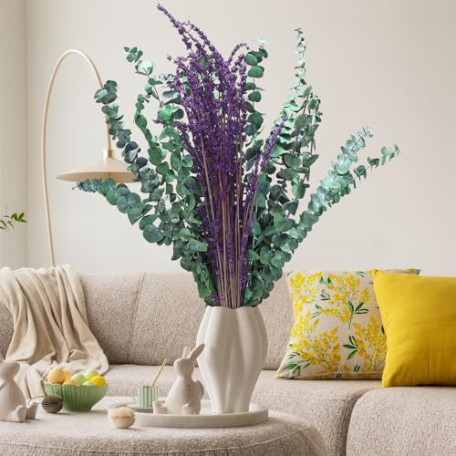 Image of Real Eucalyptus for Shower Hanging Dried Eucalyptus Stems for Shower with Natural Real Live Lavender Bundle 17''