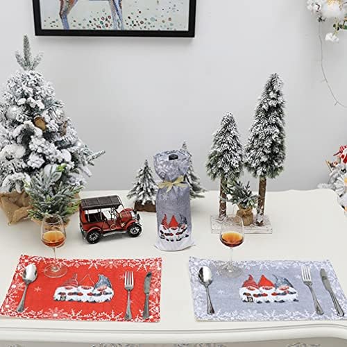 DOITOOL Christmas Placemats with Santa Gnome Printed Heat Insulation Stain Resistant Non Slip Washable Table Mats Kitchen Dining Table Decoration