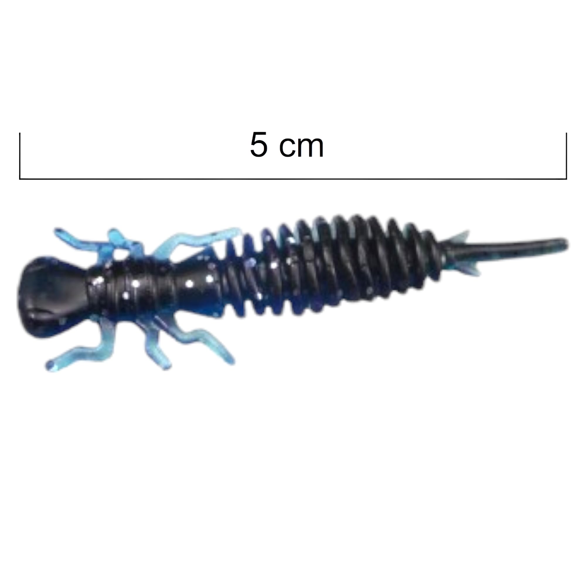 Larva Set di esche da pesca in gomma, 5 pezzi x 50 mm, esche in gomma per trote, luccio e luccioperca, pesce gatto e pesce persico – set da pesca per acqua dolce e salata