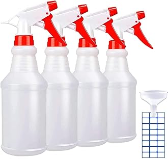 JohnBee Empty Spray Bottles (16oz/4Pack) - Adjustable Spray Bottles for Cleaning Solutions - No Leak and Clog - HDPE spray bottle For Plants, Pet, Vinegar, BBQ, and Rubbing Alcohol.