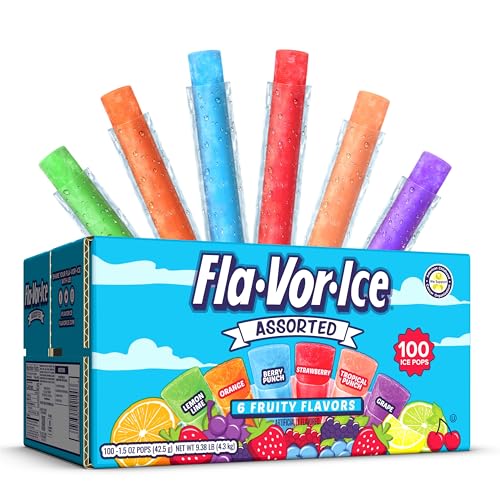 Fla-Vor-Ice Popsicle Variety Pack of 1.5 Oz Freezer Bars, Assorted Flavors, 100 Count