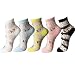 Women Transparent Ankle High Socks (One Size, Floral - 5Pair)