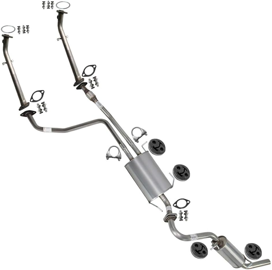 Northeastern Exhaust | Stainless Steel Front Pipe, Intermediate Pipe, Muffler, Resonator Exhaust System Kit Compatible for Nissan Pathfinder 1996-2000 3.3L | Free Gaskets and Clamps Included