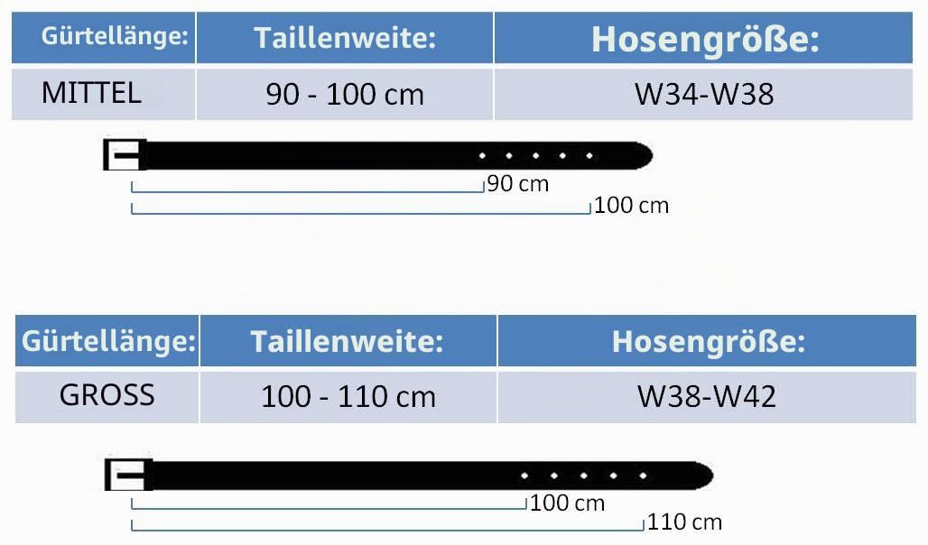 Herren leder Gürtel Vollrindleder - Doppeldorn - 38mm