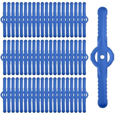 Incauca 60 Pieces String Trimmer Head Blades Replace Plastic Cutter Blades, Weed Wacker Replacement Blades, Machine Trimming Blades, Universal for Garden Lawn Mower Grass Cordless Trimmer, Blue Cover