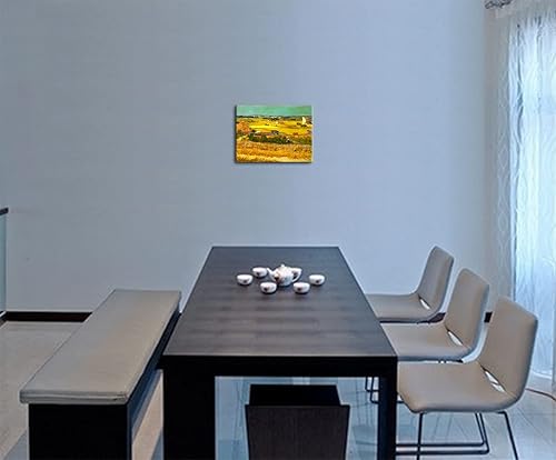Miniatura 8 de Wieco Art Cosecha en La Crau con impresiones en lienzo de Mont Majour de Van Gogh, famosas pinturas al óleo, reproducción de cuadros rurales